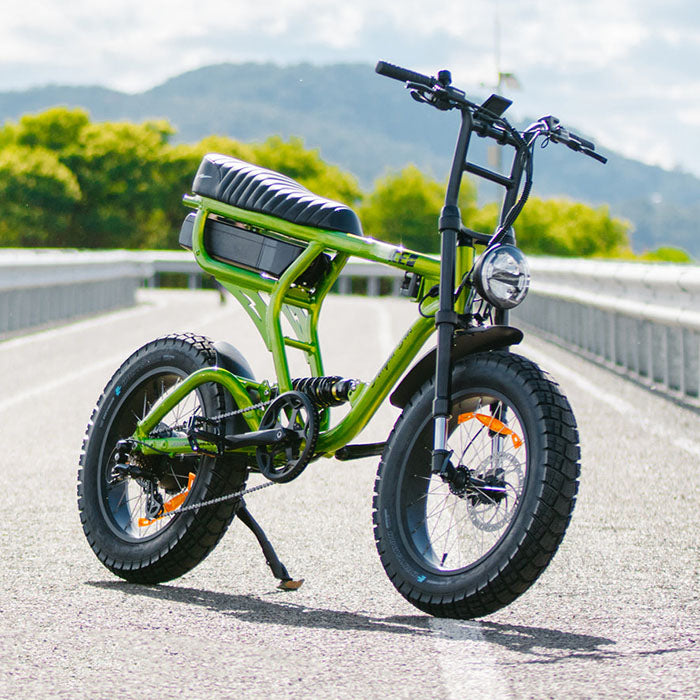 ampd brothers ace-x pro dual suspension ebike lifestyle green static