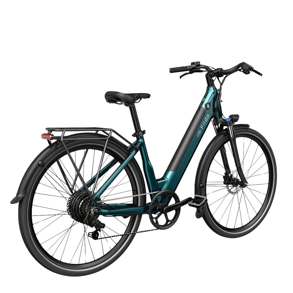 fiido c11 electric bike emerald blue side back