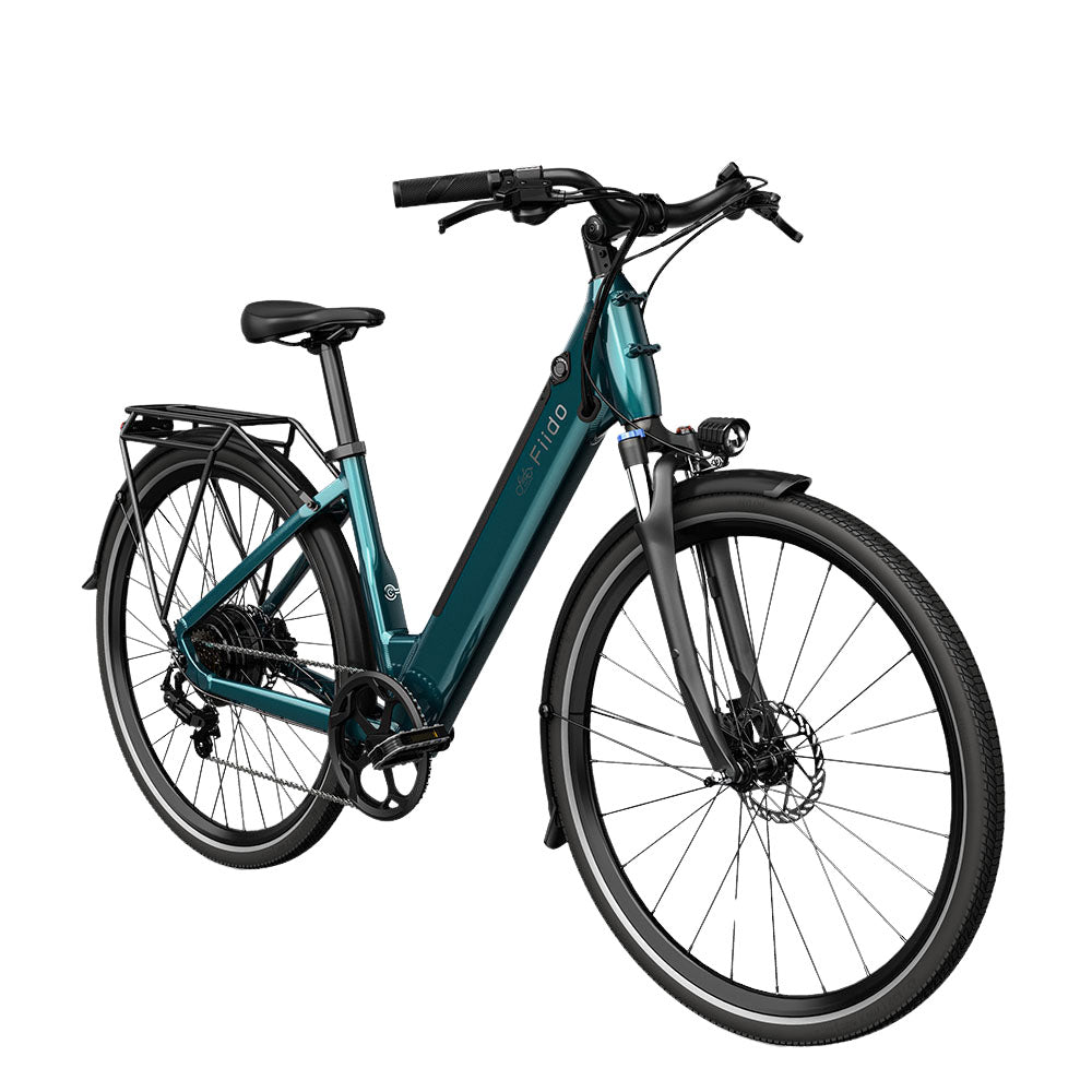 fiido c11 electric bike emerald blue side front