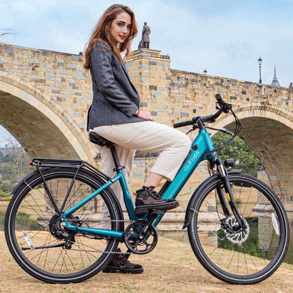 fiido c11 electric bike lifestyle girl bridge