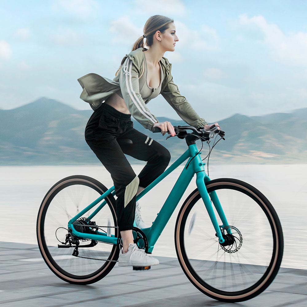 fiido c22 electric gravel bike lifestyle girl mountainside