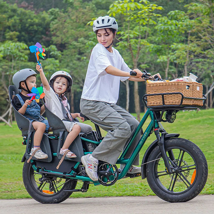 fiido t2 longtail cargo ebike lifestyle family riding park