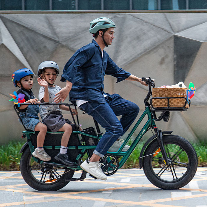 fiido t2 longtail cargo ebike lifestyle family riding