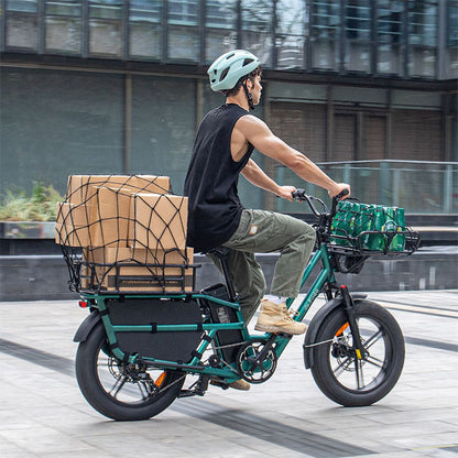 fiido t2 longtail cargo ebike lifestyle guy riding