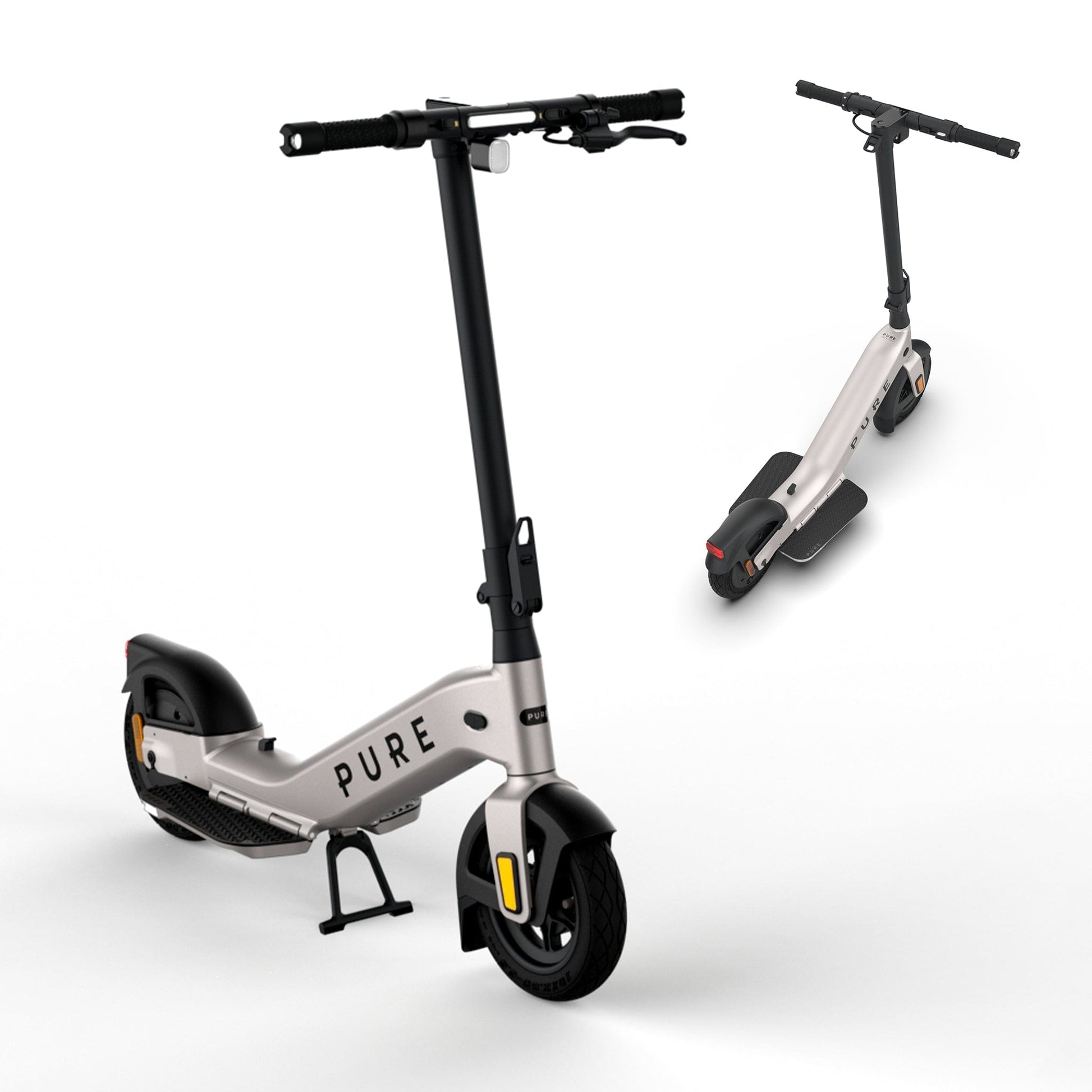 pure advance+ electric scooter platinum silver tilt