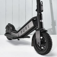 pure escape+ electric scooter black front side deck