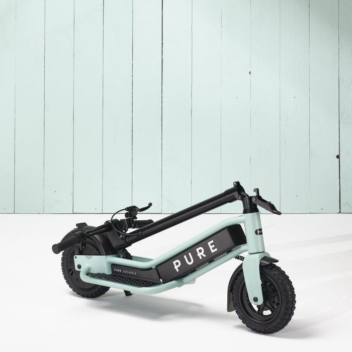 pure escape+ electric scooter green folded