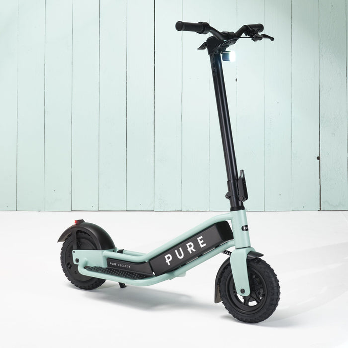 pure escape+ electric scooter green front side