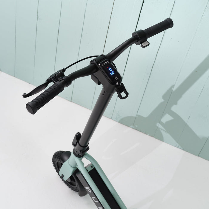 pure escape+ electric scooter green handlebar