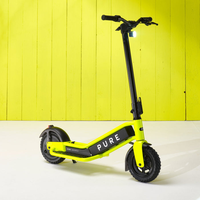 pure escape+ electric scooter yellow front side