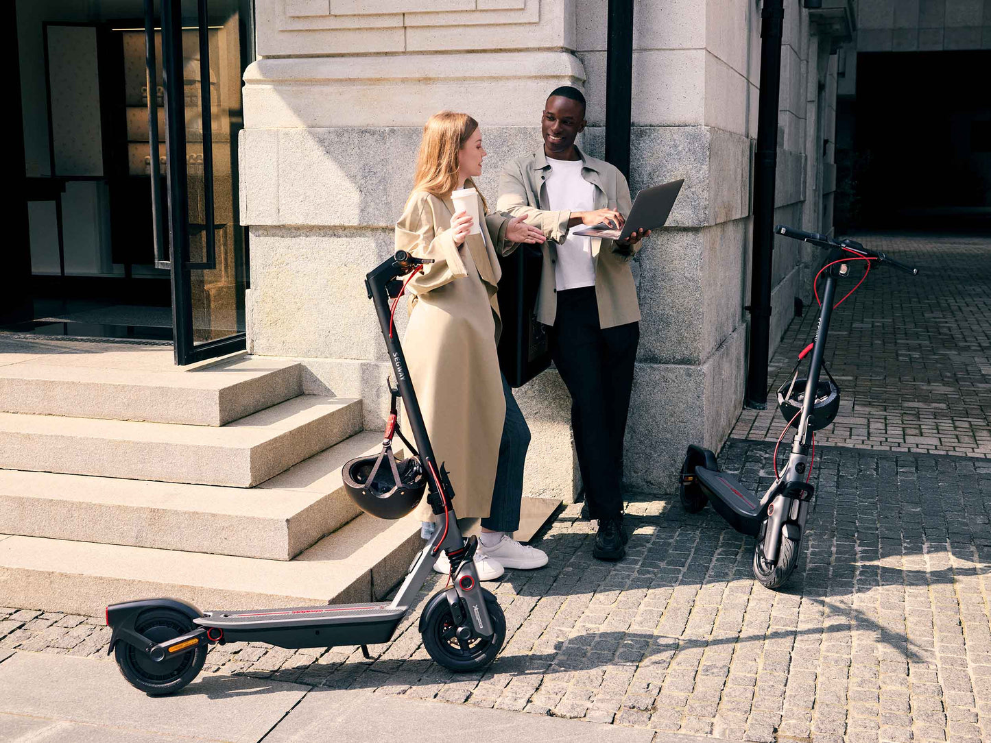 segway ninebot f3 pro electric scooter feature lifestyle couple