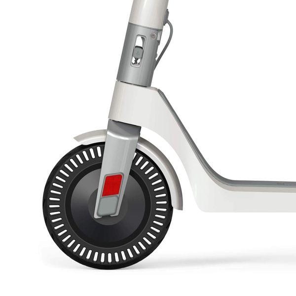unagi sea salt white electric scooter front wheel